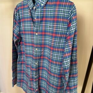 Vineyard Vines Blue and Green Plaid Kids Shirt